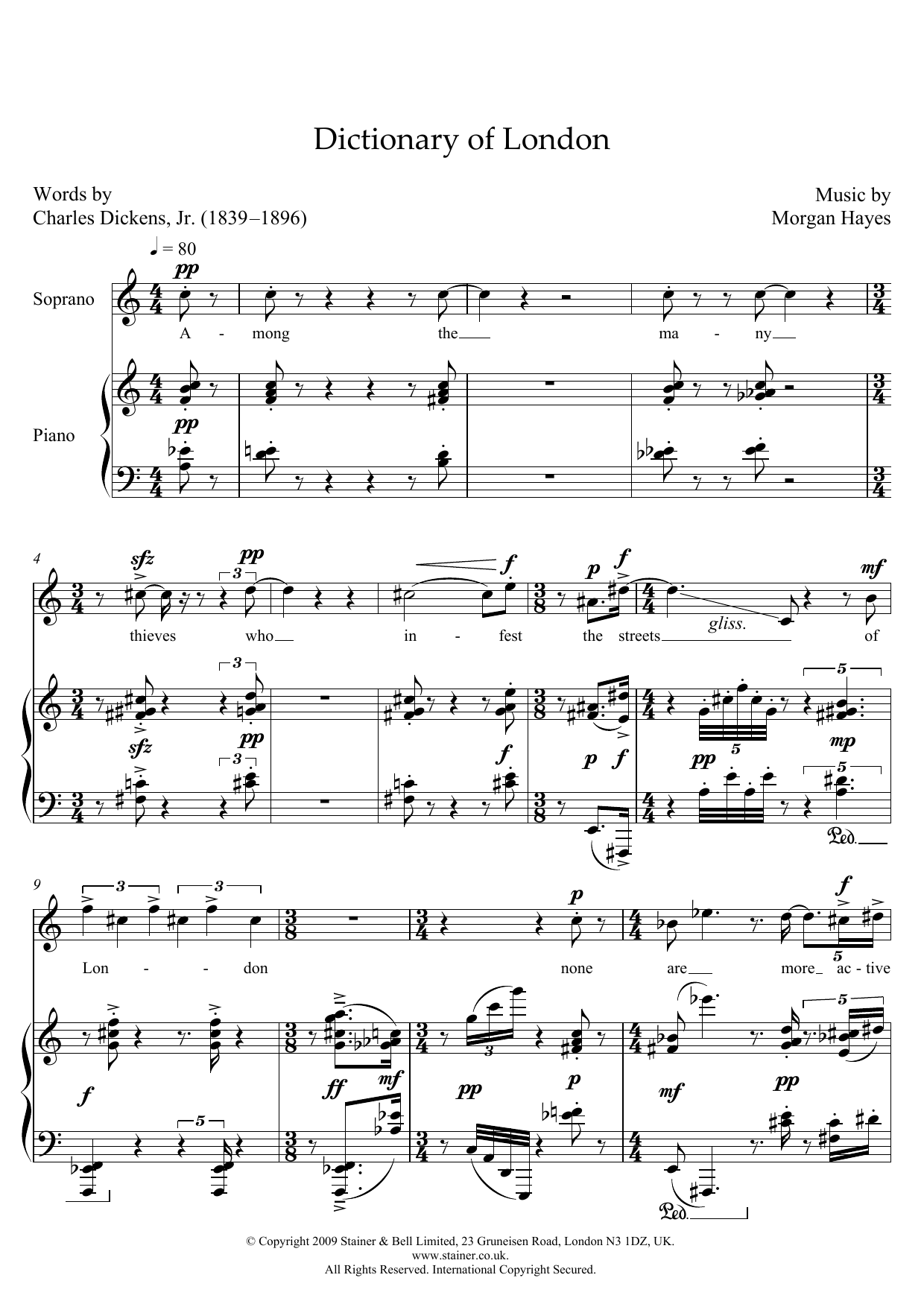 Morgan Hayes Dictionary of London (for soprano and piano) Sheet Music Notes & Chords for Piano & Vocal - Download or Print PDF