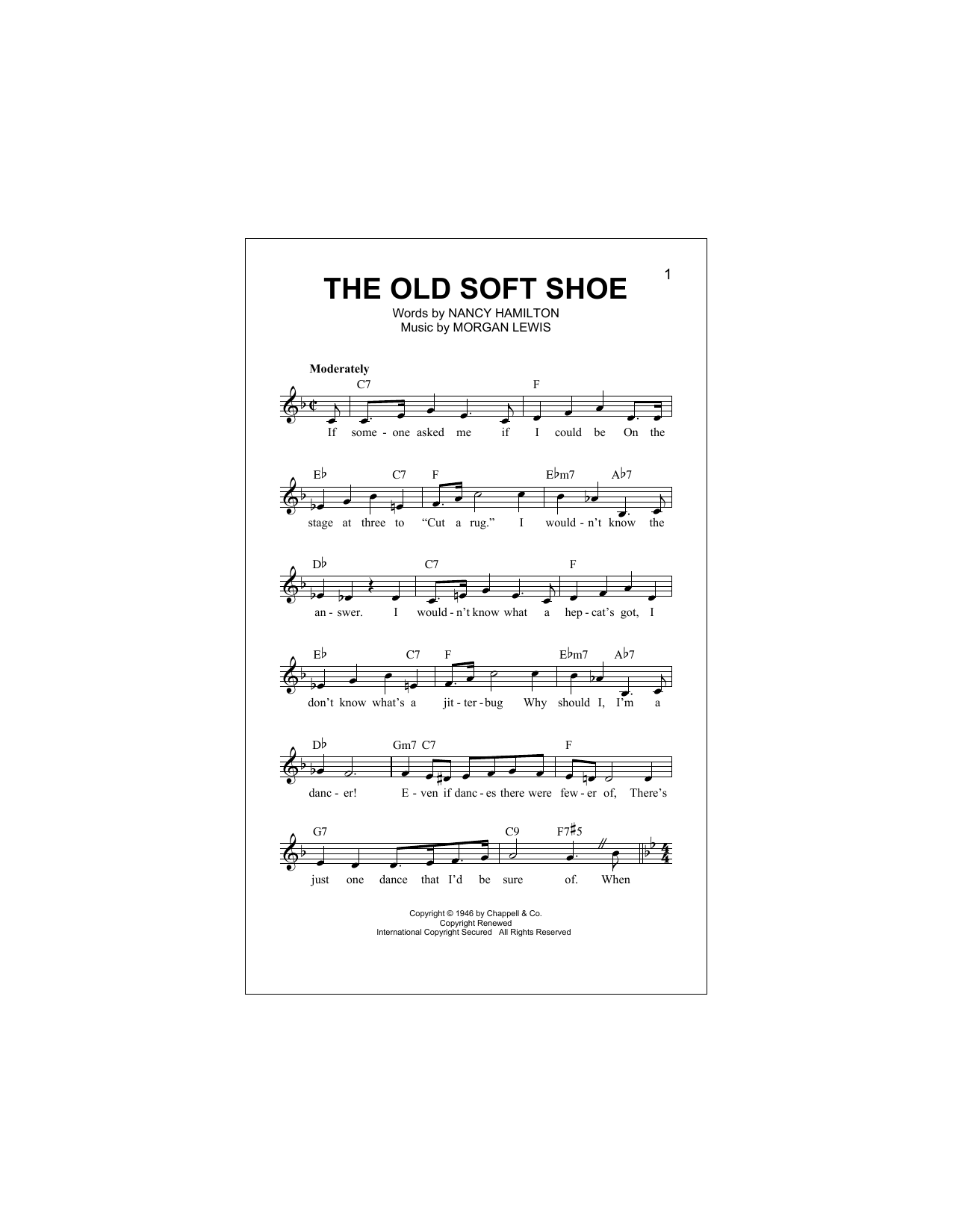 Morgan Lewis The Old Soft Shoe Sheet Music Notes & Chords for Melody Line, Lyrics & Chords - Download or Print PDF