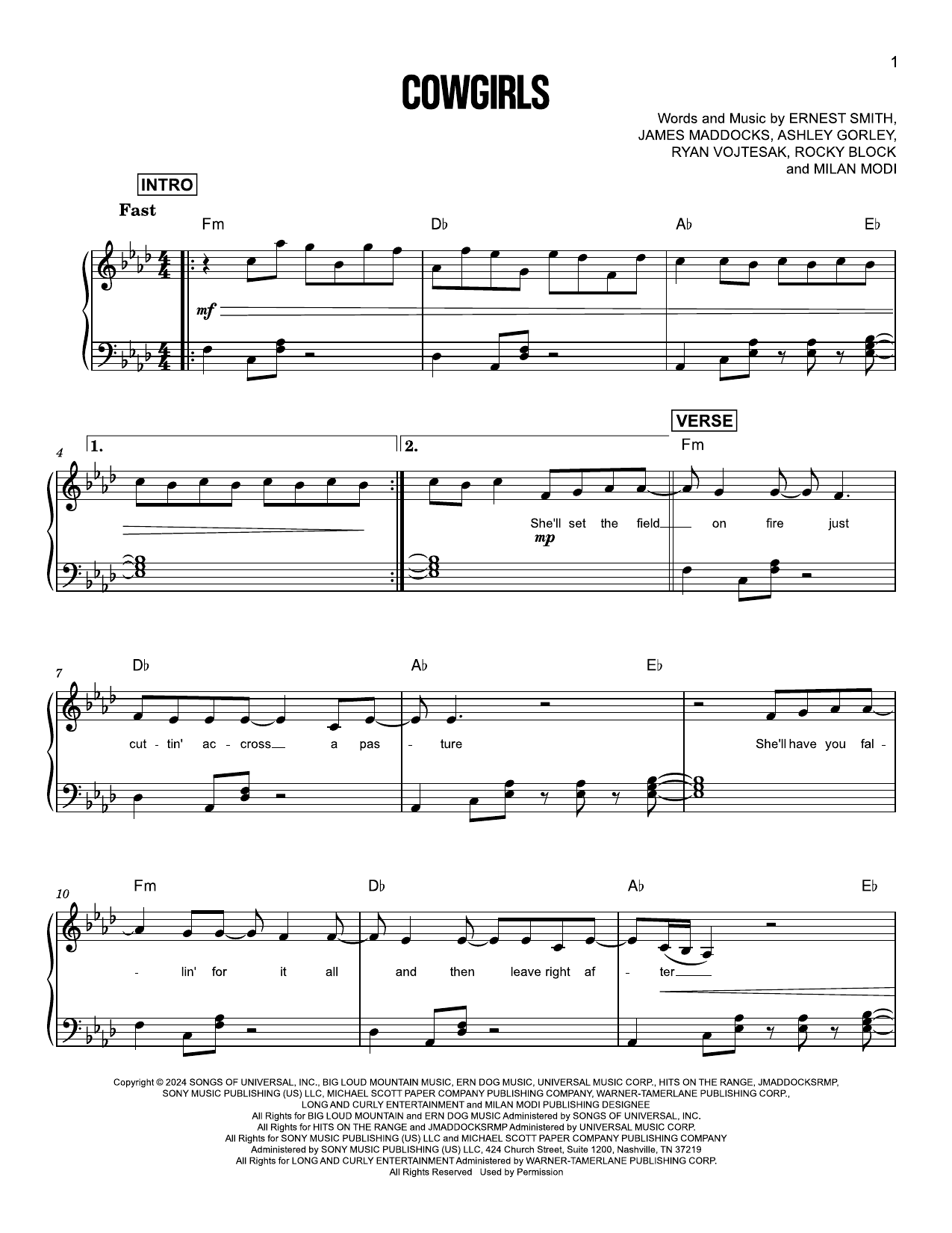 Morgan Wallen Cowgirls Sheet Music Notes & Chords for Guitar Cheat Sheet - Download or Print PDF