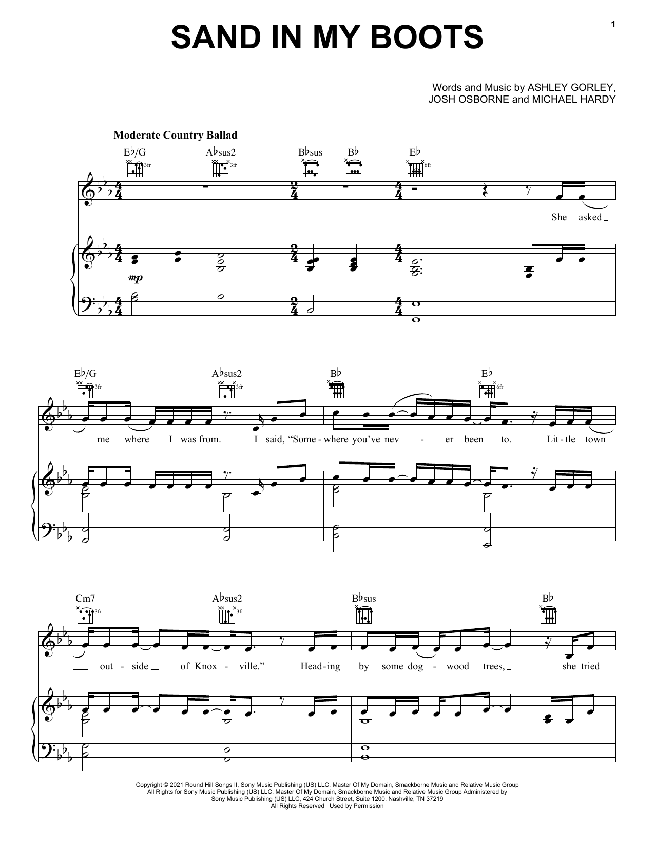 Morgan Wallen Sand In My Boots Sheet Music Notes & Chords for Piano, Vocal & Guitar Chords (Right-Hand Melody) - Download or Print PDF