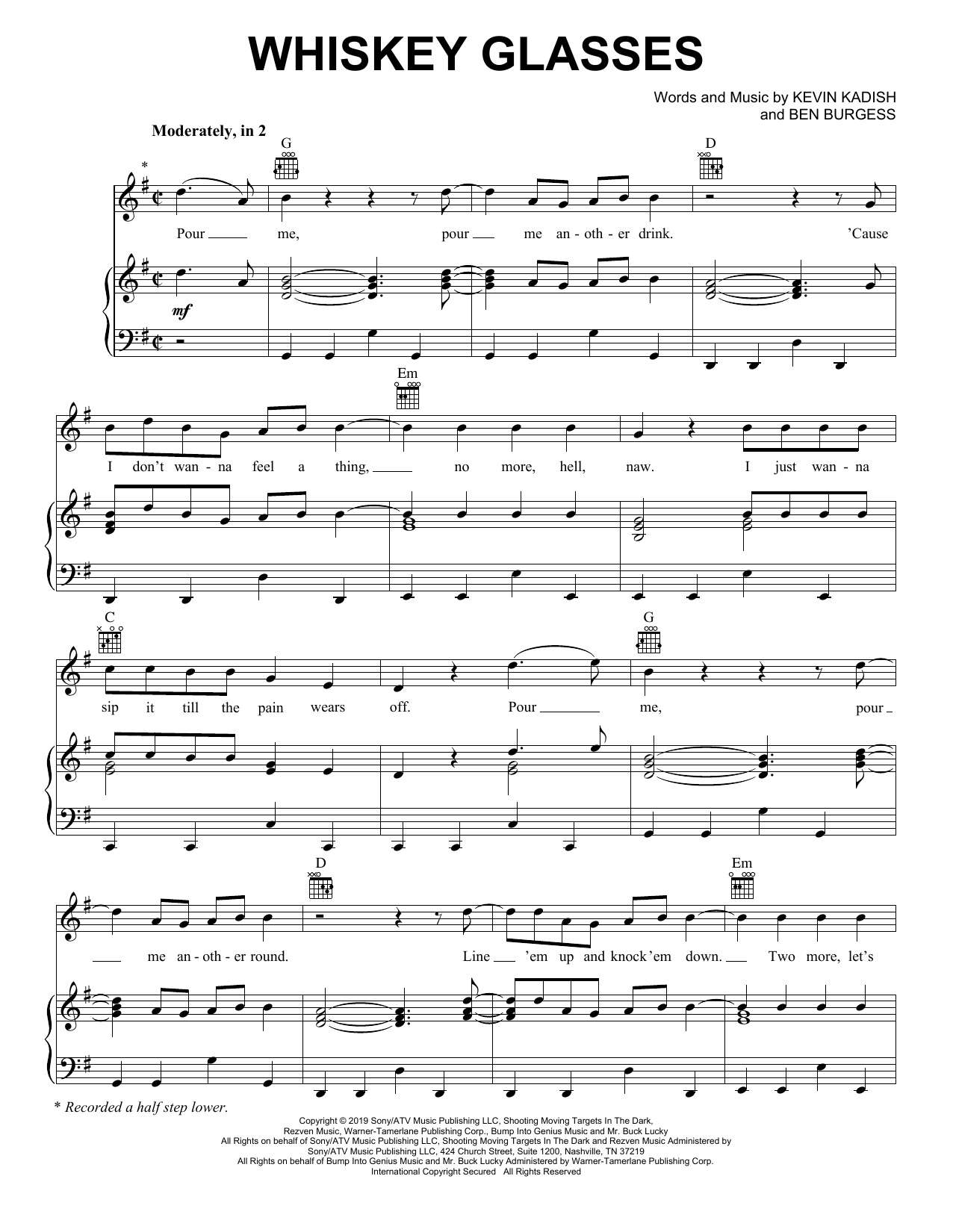 Morgan Wallen Whiskey Glasses Sheet Music Notes & Chords for Easy Guitar Tab - Download or Print PDF