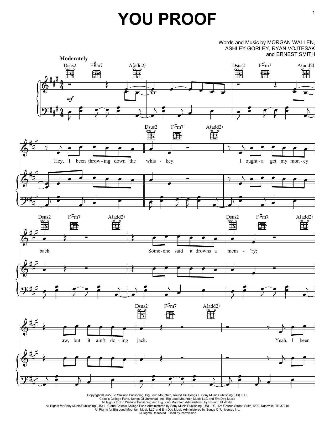 Morgan Wallen You Proof Sheet Music Notes & Chords for Easy Guitar Tab - Download or Print PDF