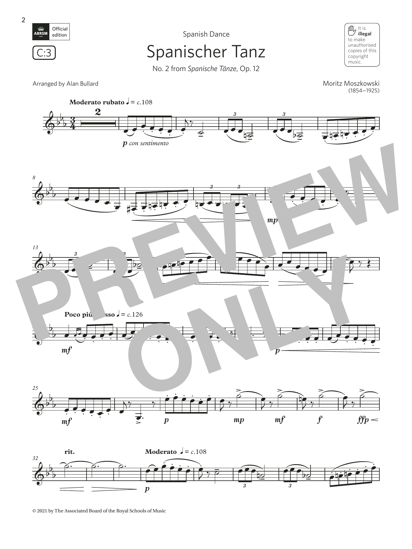 Moritz Moszkowski Spanischer Tanz (from Spanische Tänze) (Grade 5 List C3 from the ABRSM Clarinet syllabus from 2022) Sheet Music Notes & Chords for Clarinet Solo - Download or Print PDF