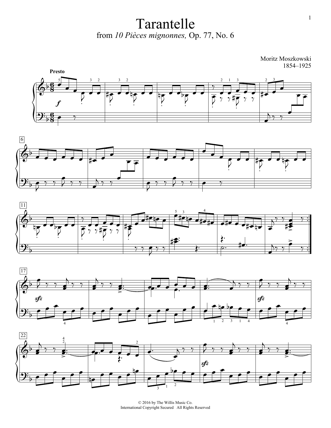 Moritz Moszkowski Tarantelle Sheet Music Notes & Chords for Educational Piano - Download or Print PDF