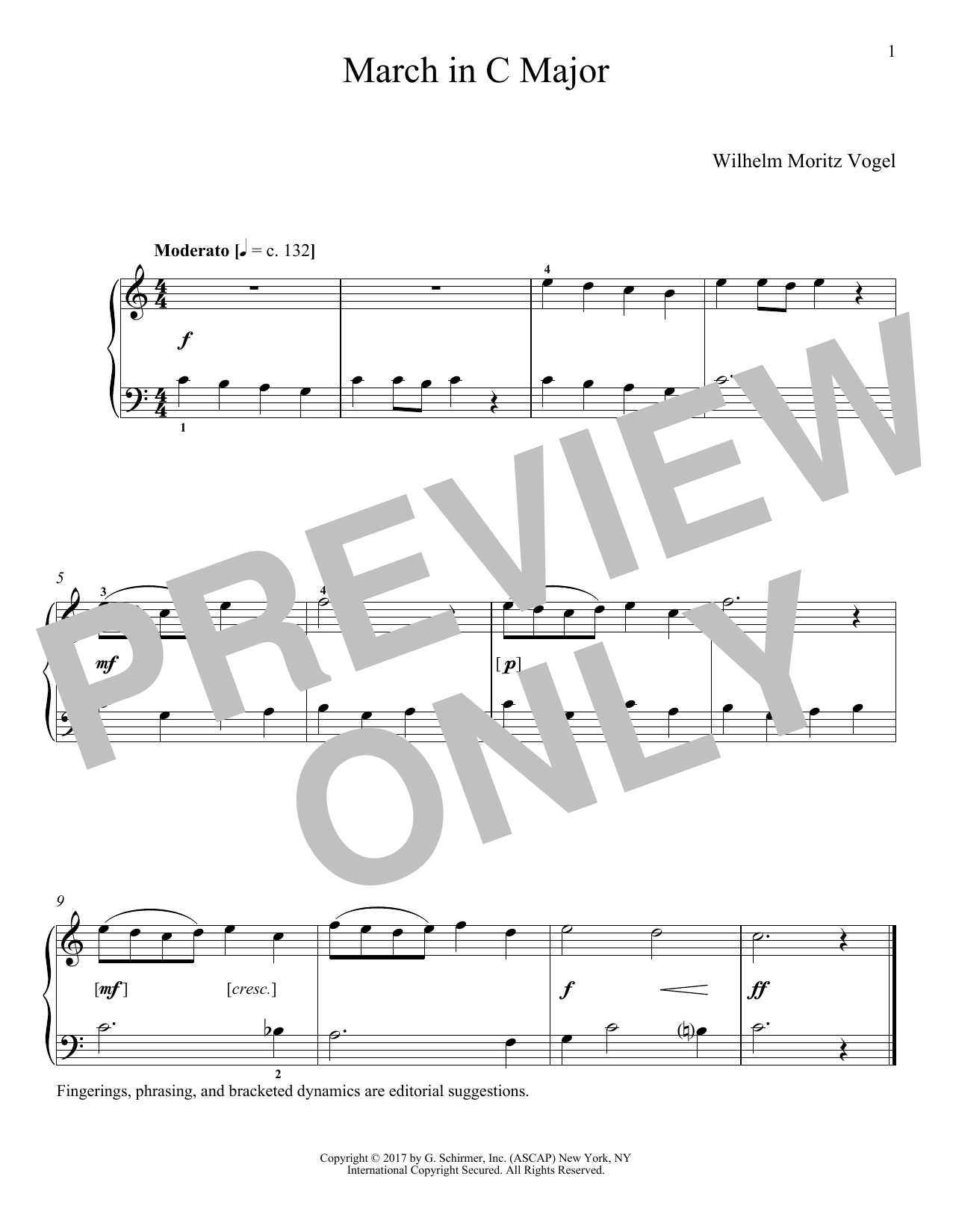 Moritz Vogel March In C Major Sheet Music Notes & Chords for Piano - Download or Print PDF