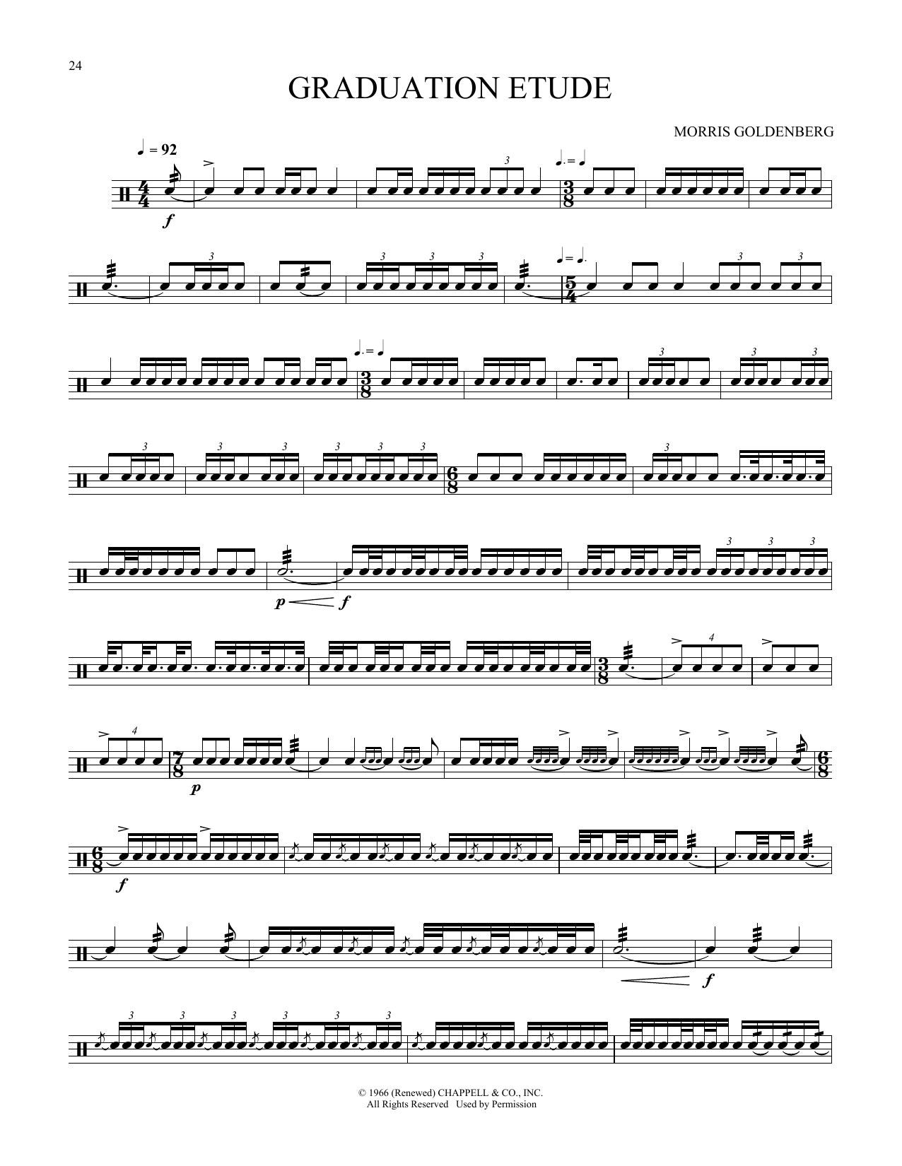Morris Goldenberg Graduation Etude Sheet Music Notes & Chords for Snare Drum Solo - Download or Print PDF
