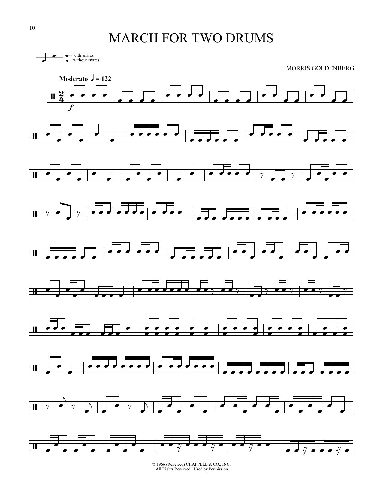 Morris Goldenberg March For Two Drums Sheet Music Notes & Chords for Snare Drum Solo - Download or Print PDF