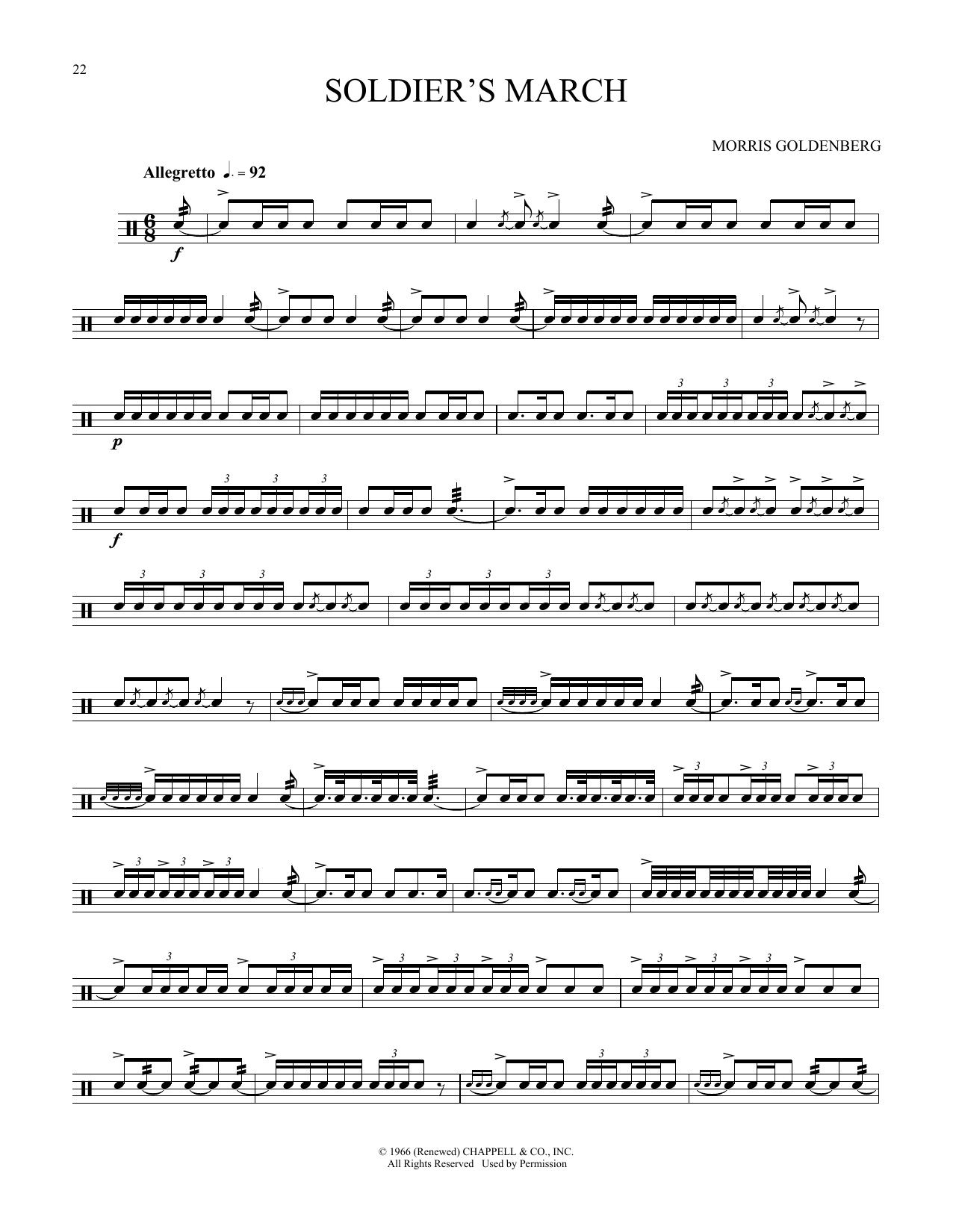 Morris Goldenberg Soldier's March Sheet Music Notes & Chords for Snare Drum Solo - Download or Print PDF
