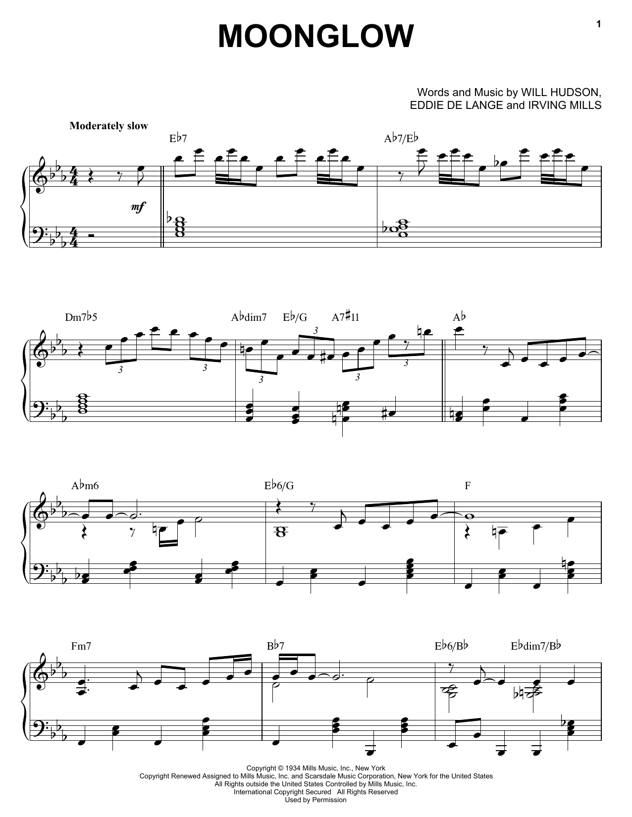Morris Stoloff Moonglow Sheet Music Notes & Chords for Piano - Download or Print PDF