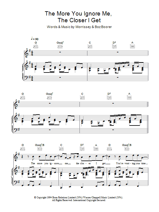 Morrissey The More You Ignore Me, The Closer I Get Sheet Music Notes & Chords for Melody Line, Lyrics & Chords - Download or Print PDF