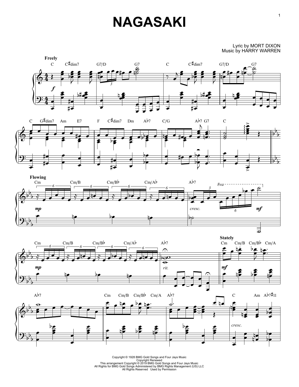 Mort Dixon and Harry Warren Nagasaki [Jazz version] Sheet Music Notes & Chords for Piano Solo - Download or Print PDF