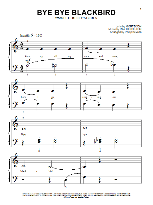 Mort Dixon Bye Bye Blackbird Sheet Music Notes & Chords for Piano - Download or Print PDF