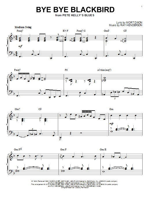 Mort Dixon Bye Bye Blackbird [Jazz version] (arr. Brent Edstrom) Sheet Music Notes & Chords for Piano - Download or Print PDF