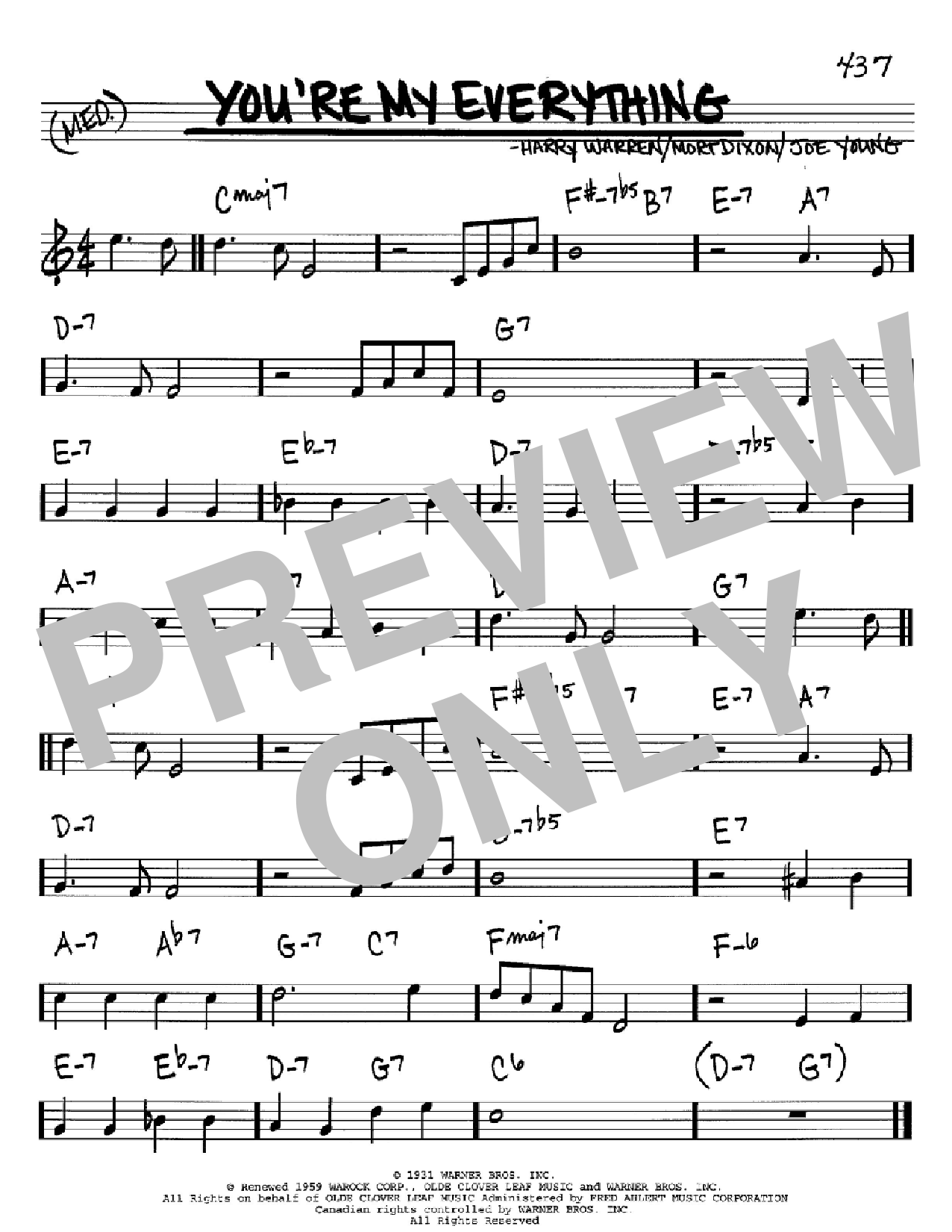 Mort Dixon You're My Everything Sheet Music Notes & Chords for Real Book – Melody, Lyrics & Chords - Download or Print PDF