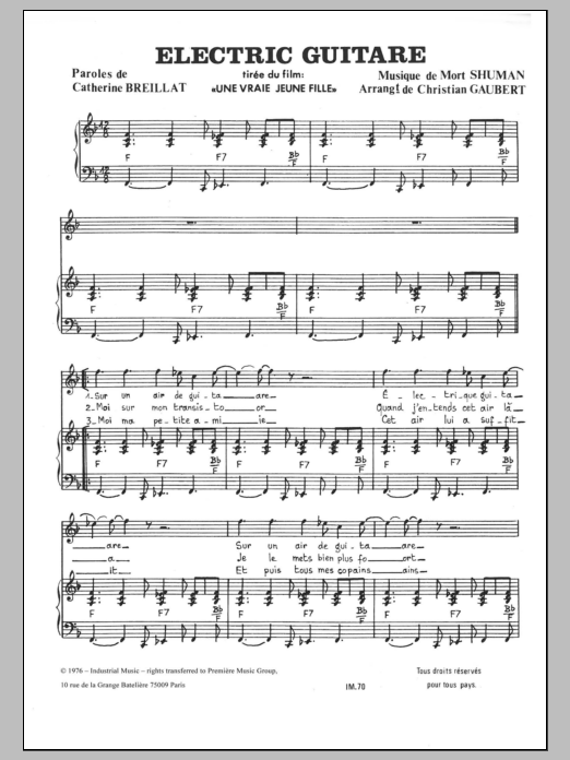 Mort Shuman Electric Guitare Sheet Music Notes & Chords for Piano & Vocal - Download or Print PDF