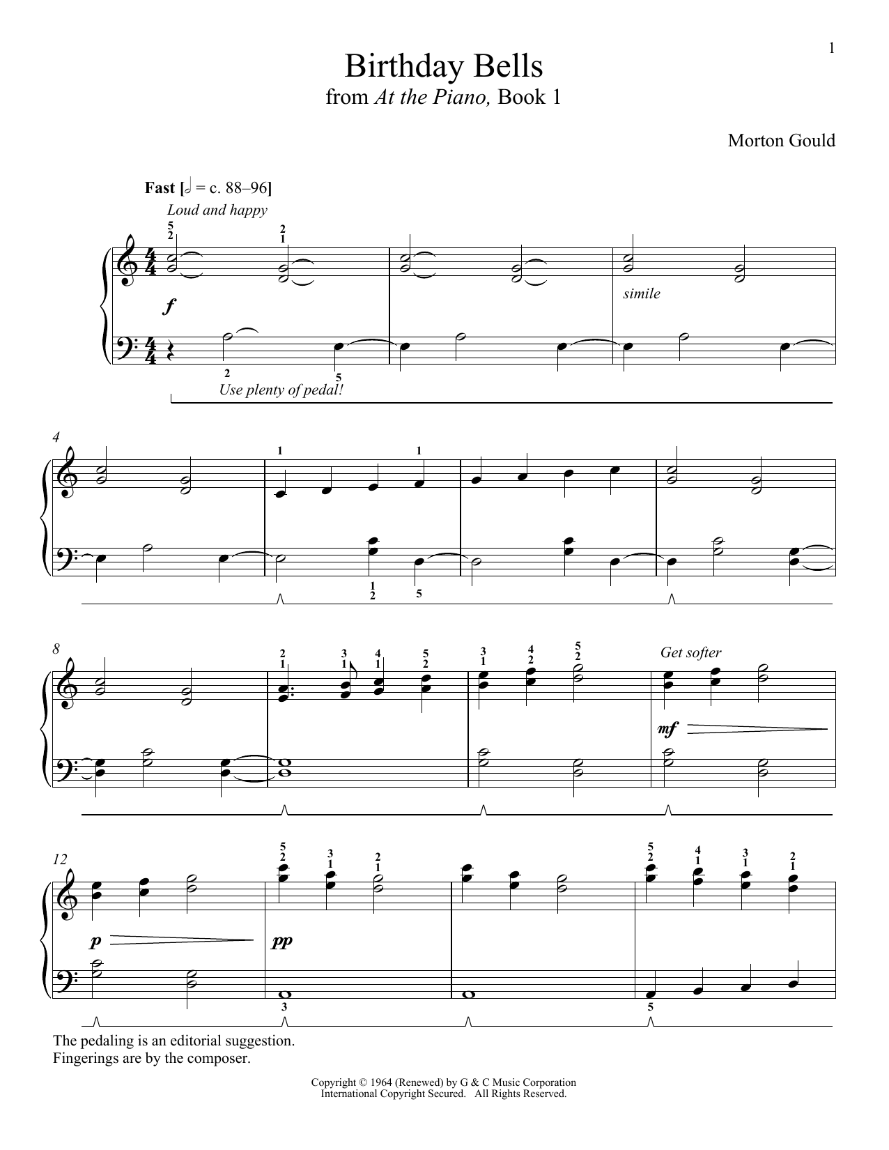 Morton Gould Birthday Bells Sheet Music Notes & Chords for Piano - Download or Print PDF