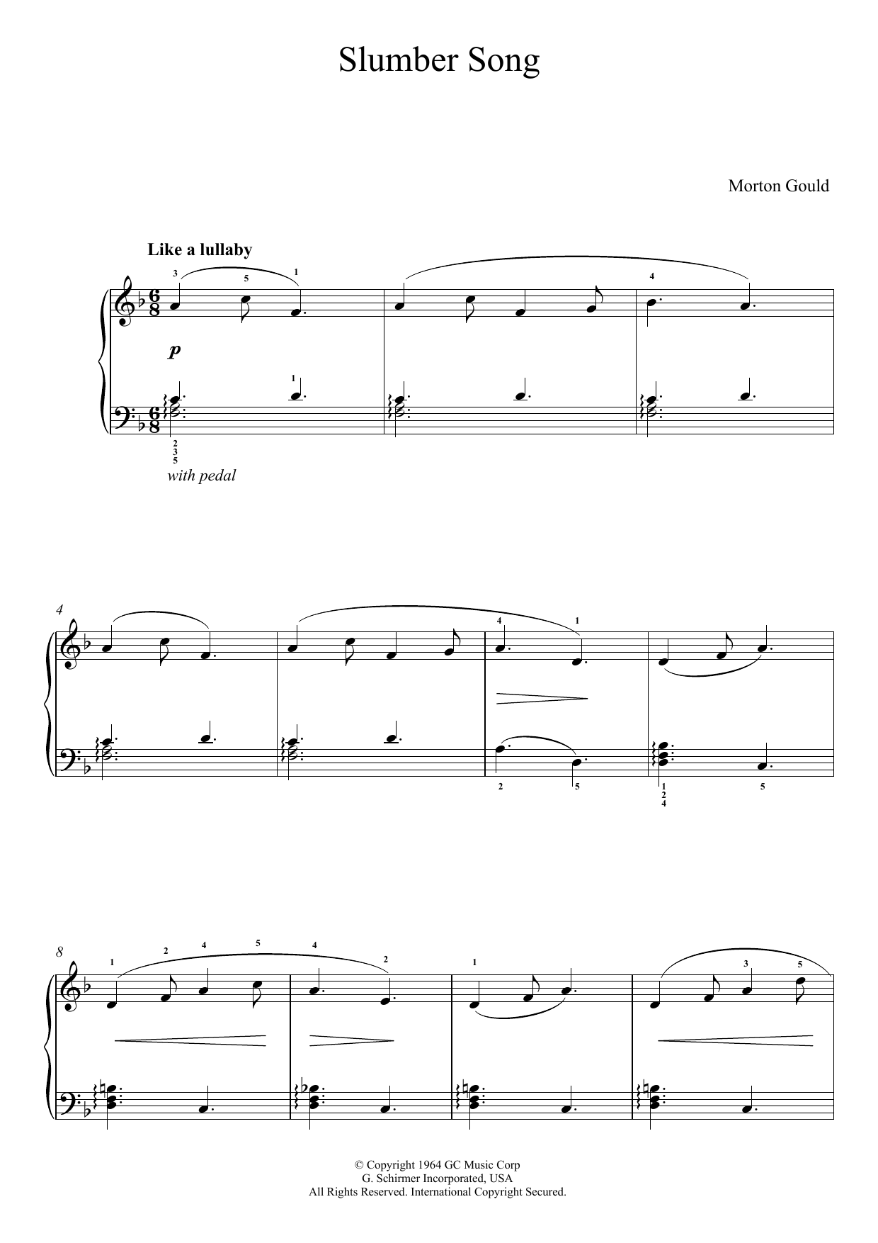 Morton Gould Slumber Song (From 'At The Piano') Sheet Music Notes & Chords for Piano - Download or Print PDF