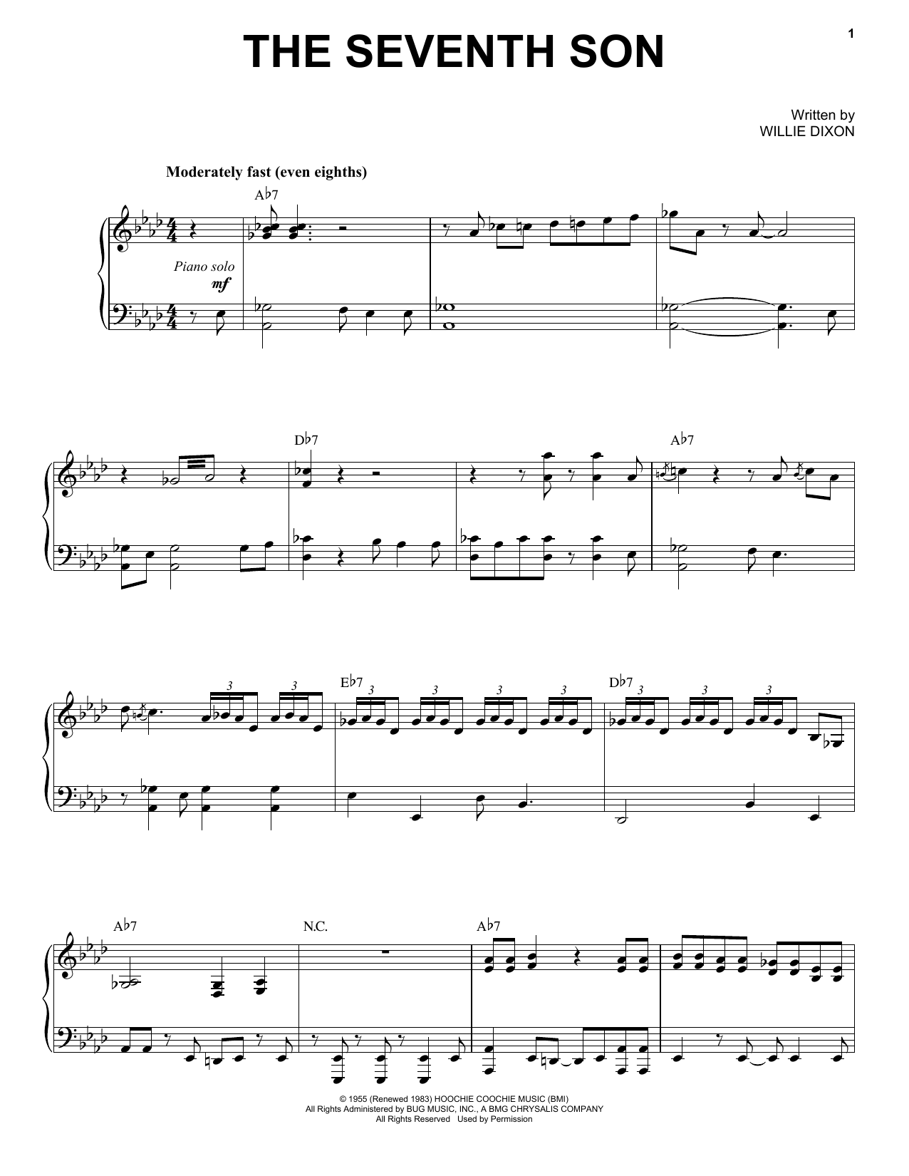 Mose Allison The Seventh Son Sheet Music Notes & Chords for Piano & Vocal - Download or Print PDF