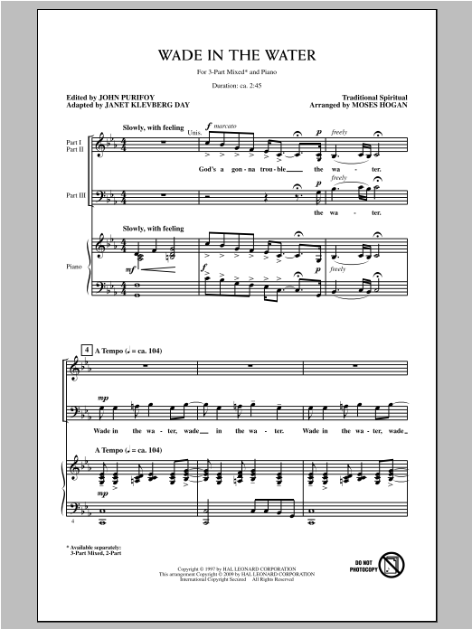Moses Hogan Wade In The Water Sheet Music Notes & Chords for 2-Part Choir - Download or Print PDF