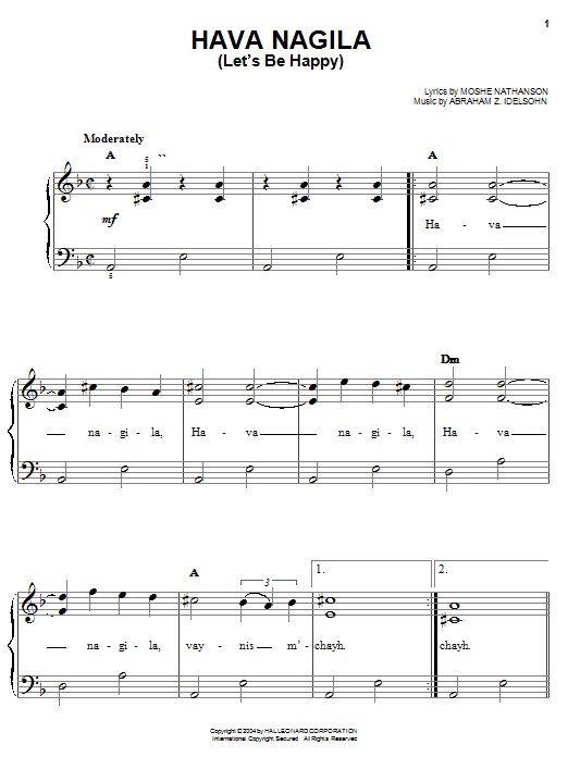 Moshe Nathanson Hava Nagila (Let's Be Happy) Sheet Music Notes & Chords for Accordion - Download or Print PDF