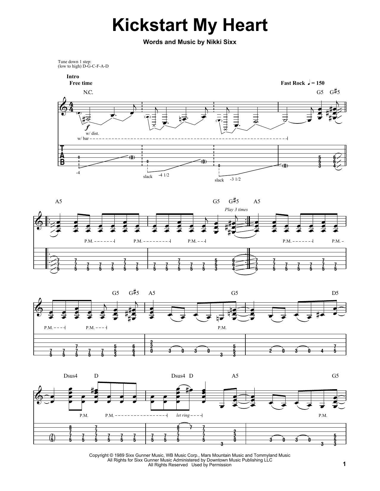 Motley Crue Kickstart My Heart Sheet Music Notes & Chords for Drums Transcription - Download or Print PDF