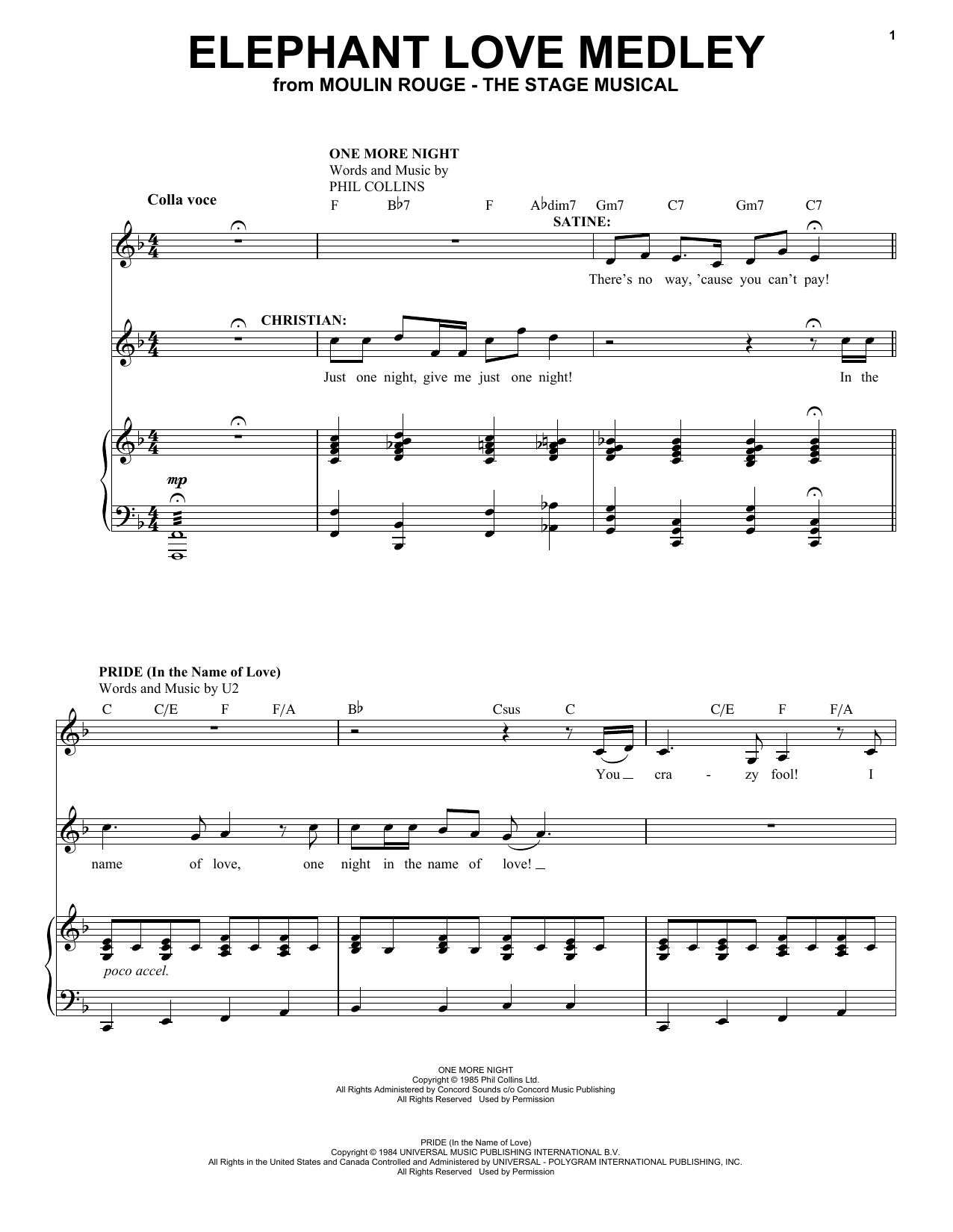 Moulin Rouge! The Musical Cast Elephant Love Medley (from Moulin Rouge! The Musical) Sheet Music Notes & Chords for Piano & Vocal - Download or Print PDF