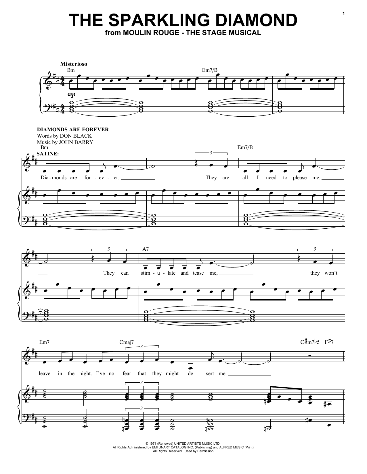 Moulin Rouge! The Musical Cast The Sparkling Diamond (from Moulin Rouge! The Musical) Sheet Music Notes & Chords for Piano & Vocal - Download or Print PDF