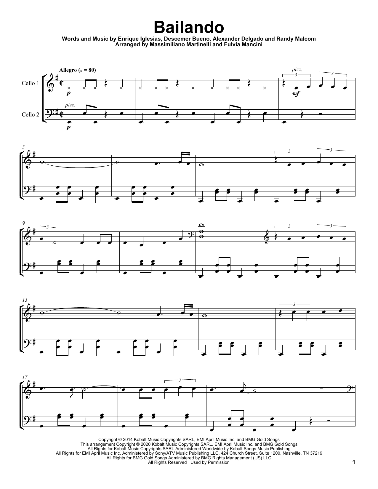 Mr. & Mrs. Cello Bailando Sheet Music Notes & Chords for Cello Duet - Download or Print PDF