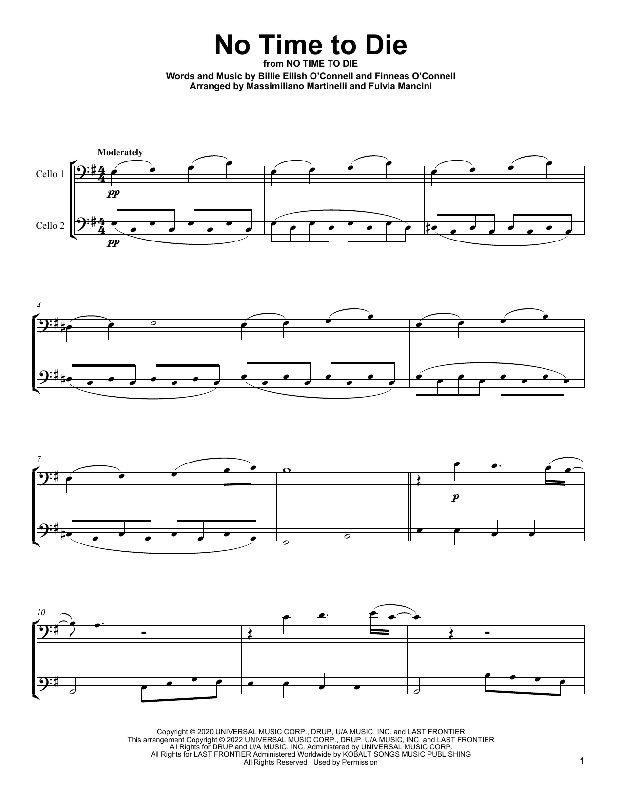 Mr & Mrs Cello No Time To Die (from No Time To Die) Sheet Music Notes & Chords for Cello Duet - Download or Print PDF