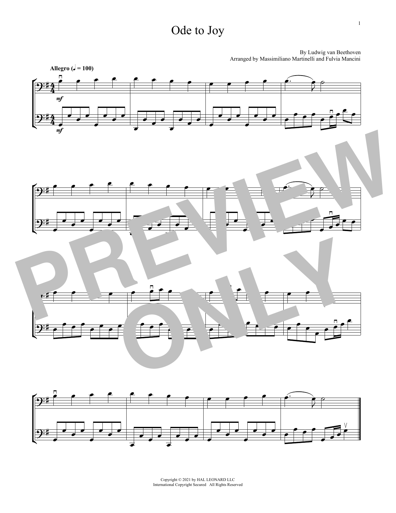 Mr & Mrs Cello Ode To Joy Sheet Music Notes & Chords for Cello Duet - Download or Print PDF