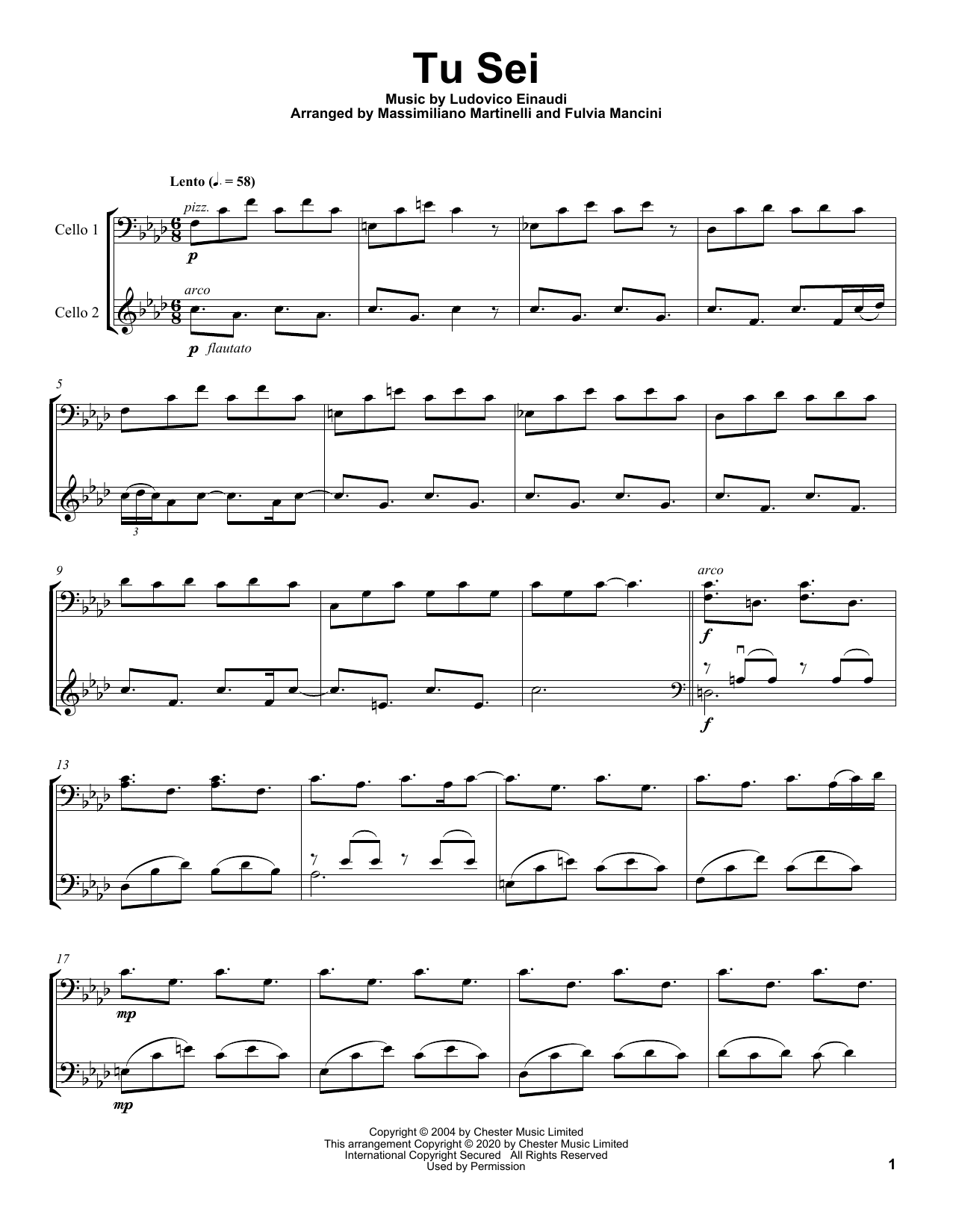 Mr. & Mrs. Cello Tu Sei Sheet Music Notes & Chords for Cello Duet - Download or Print PDF