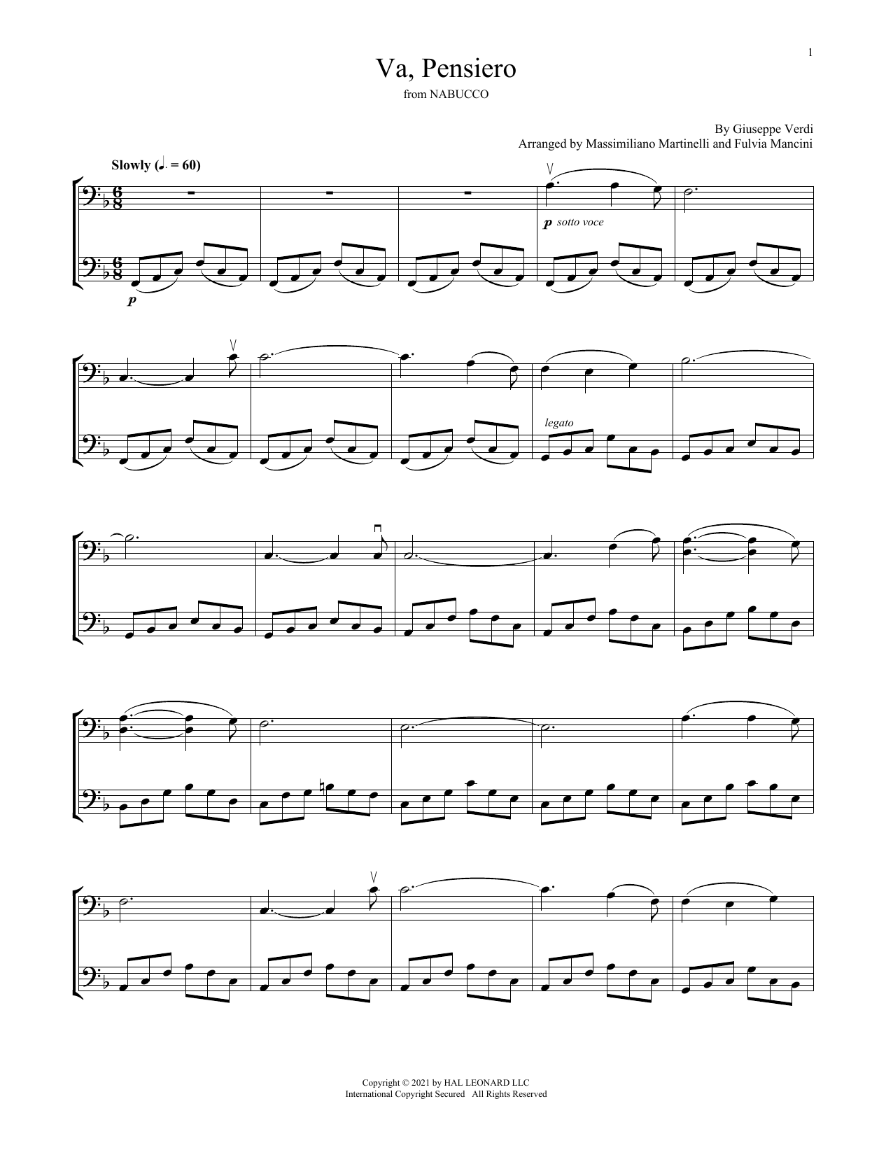 Mr & Mrs Cello Va, Pensiero (from Nabucco) Sheet Music Notes & Chords for Cello Duet - Download or Print PDF