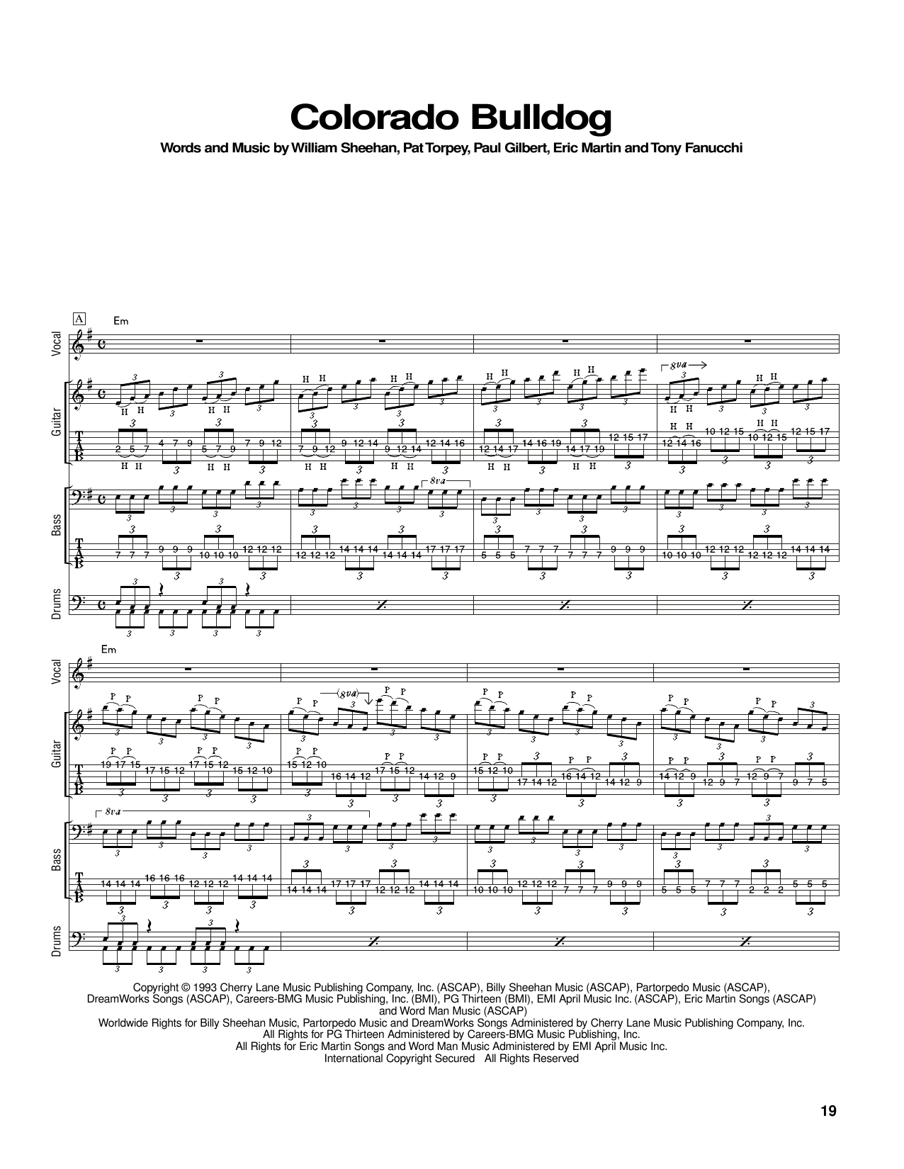 Mr. Big Colorado Bulldog Sheet Music Notes & Chords for Bass Guitar Tab - Download or Print PDF