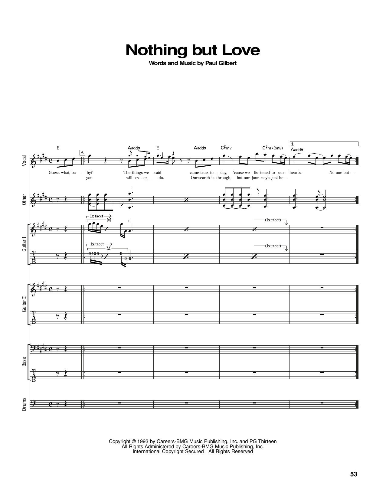 Mr. Big Nothing But Love Sheet Music Notes & Chords for Guitar Tab - Download or Print PDF