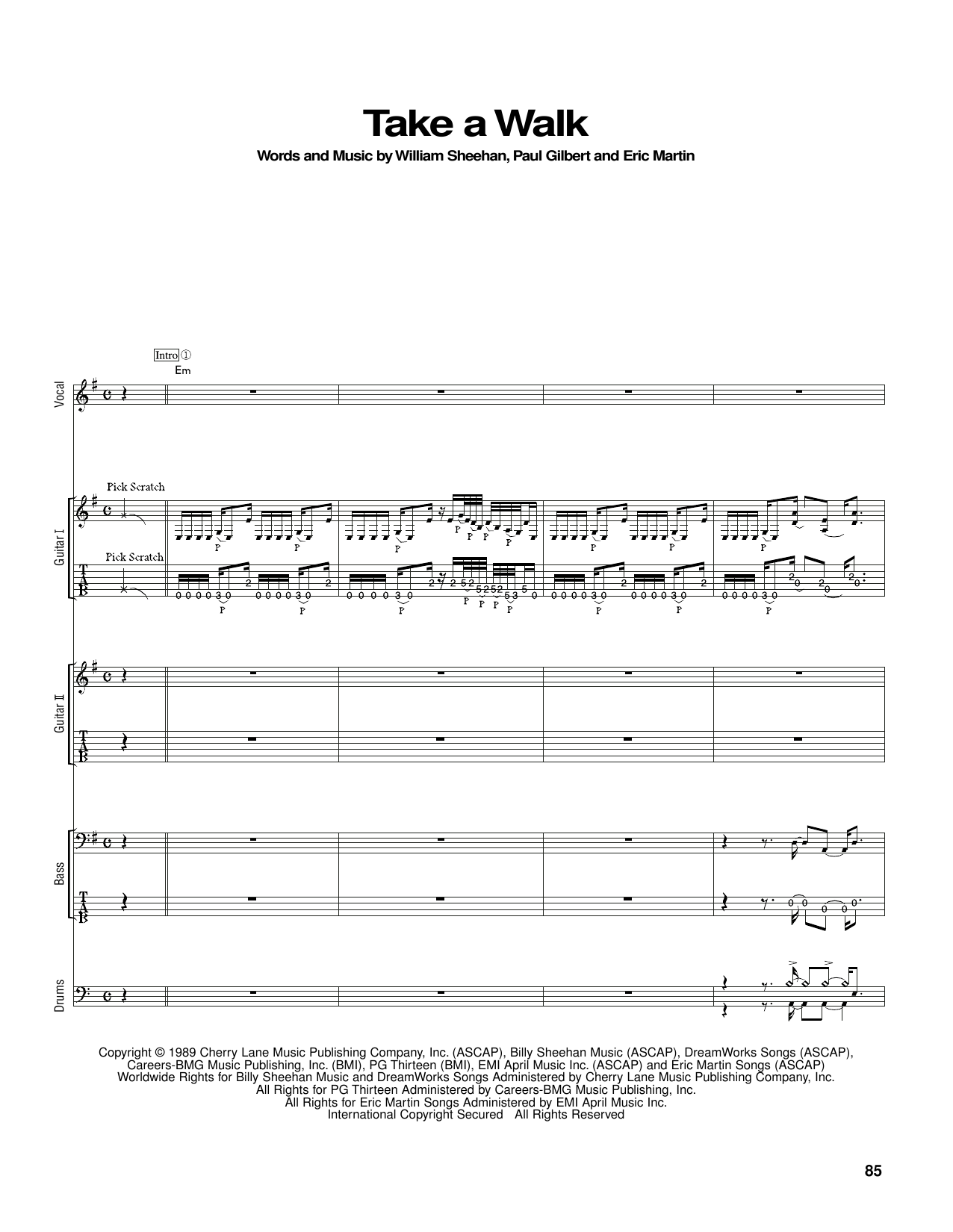 Mr. Big Take A Walk Sheet Music Notes & Chords for Guitar Tab - Download or Print PDF