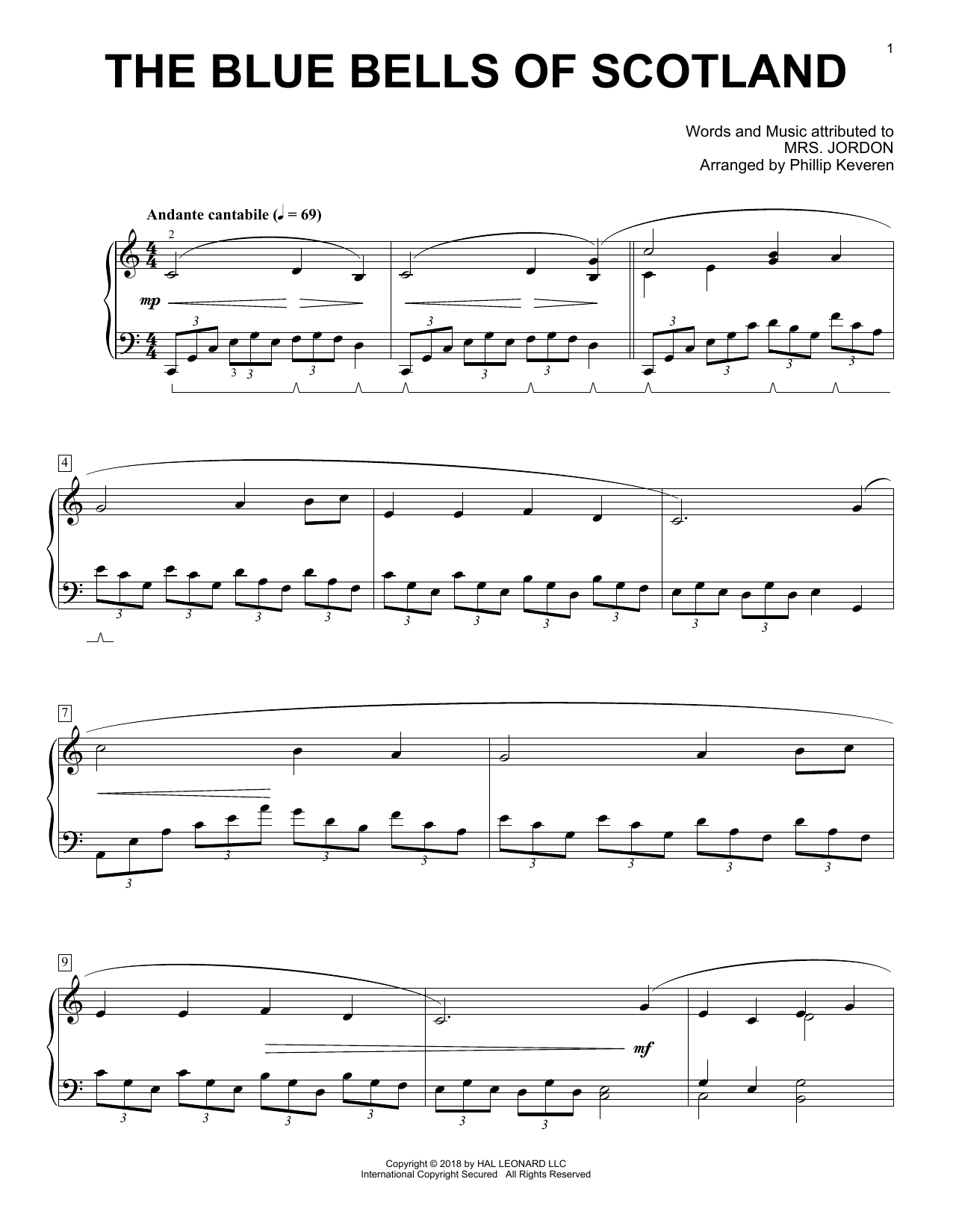 Mrs. Jordon, c. 1800 The Blue Bells Of Scotland [Classical version] (arr. Phillip Keveren) Sheet Music Notes & Chords for Piano - Download or Print PDF