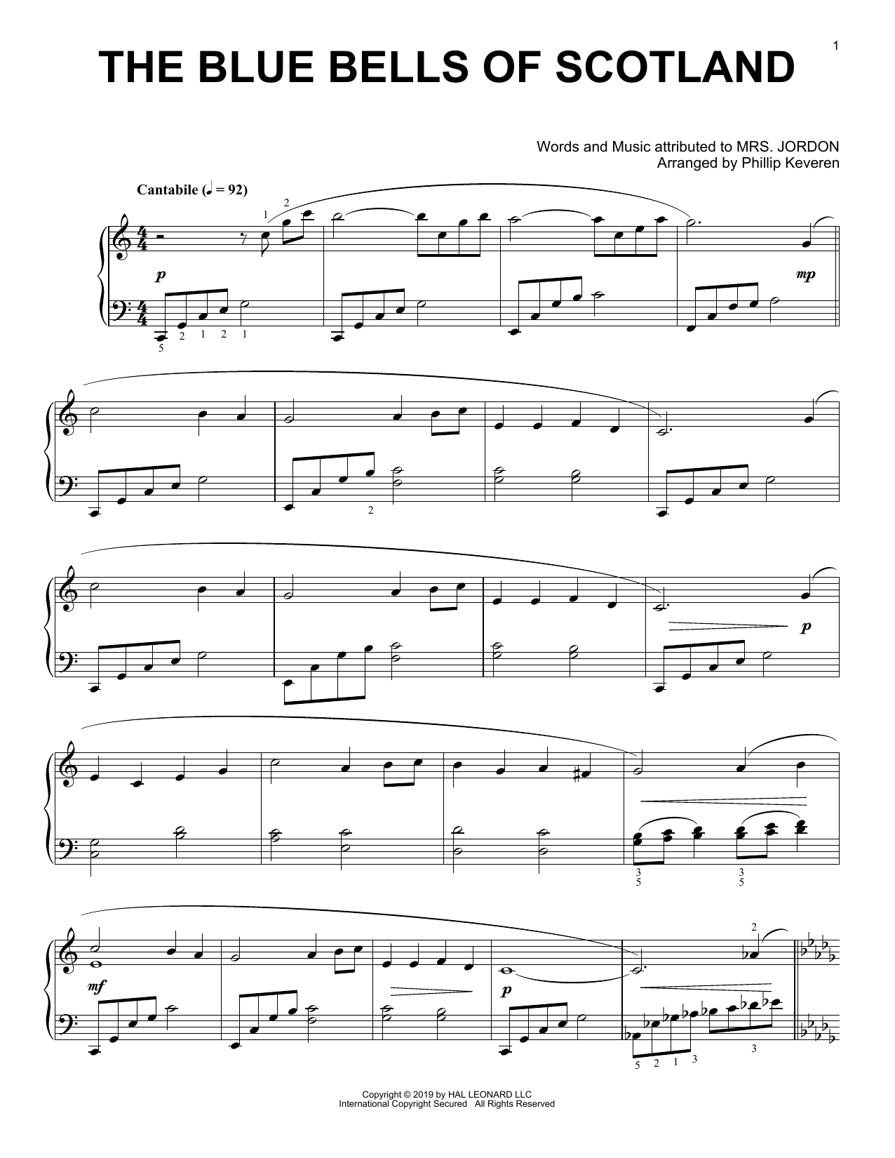 Mrs. Jordon The Blue Bells Of Scotland (arr. Phillip Keveren) Sheet Music Notes & Chords for Piano Solo - Download or Print PDF