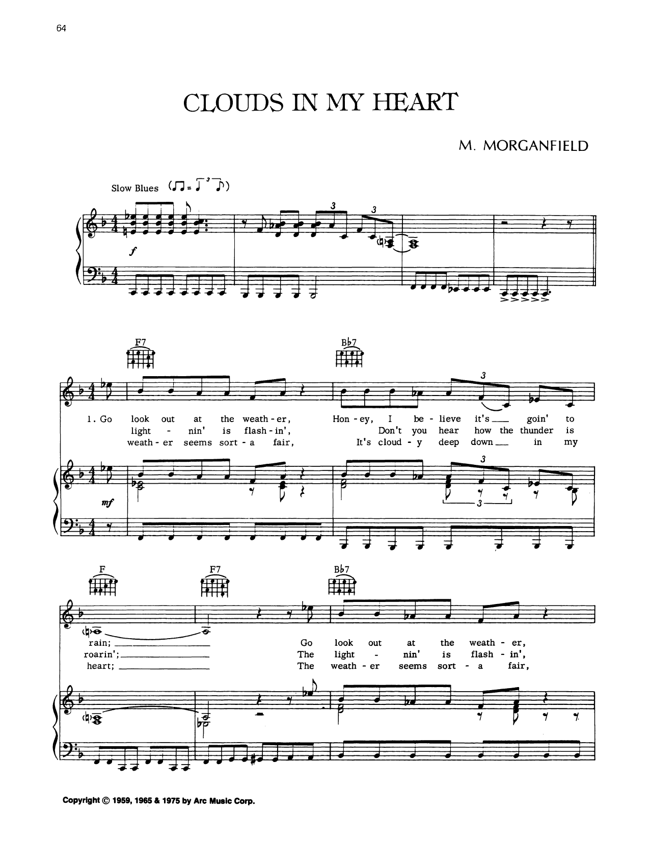 Muddy Waters Clouds In My Heart Sheet Music Notes & Chords for Piano, Vocal & Guitar Chords (Right-Hand Melody) - Download or Print PDF