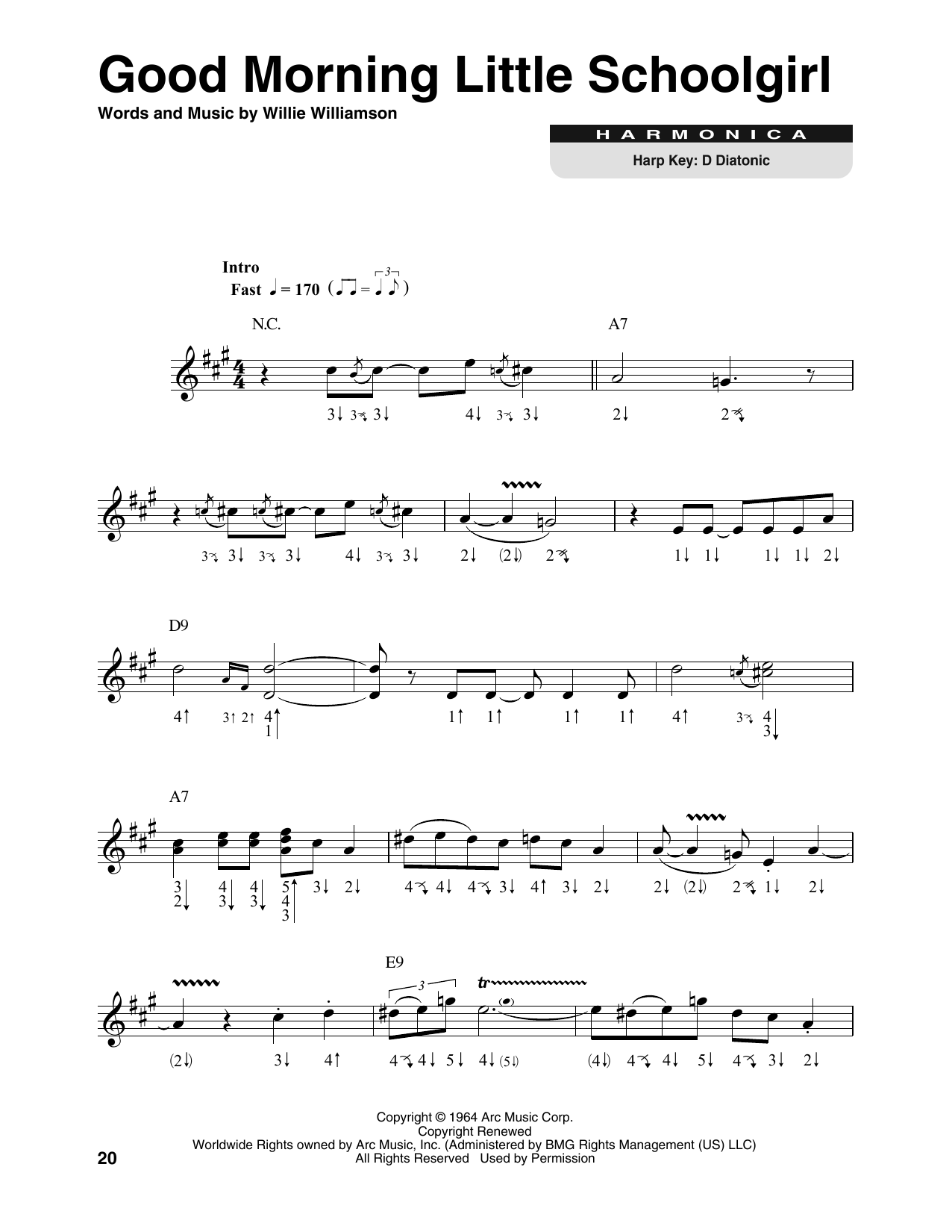 Muddy Waters Good Morning Little Schoolgirl Sheet Music Notes & Chords for Harmonica - Download or Print PDF