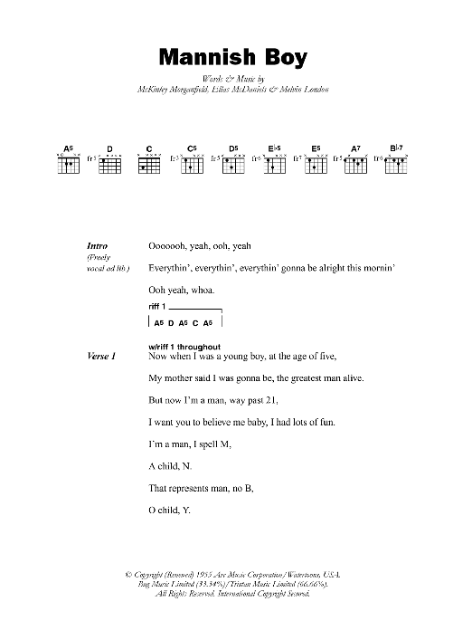 Muddy Waters Mannish Boy Sheet Music Notes & Chords for Real Book – Melody, Lyrics & Chords - Download or Print PDF