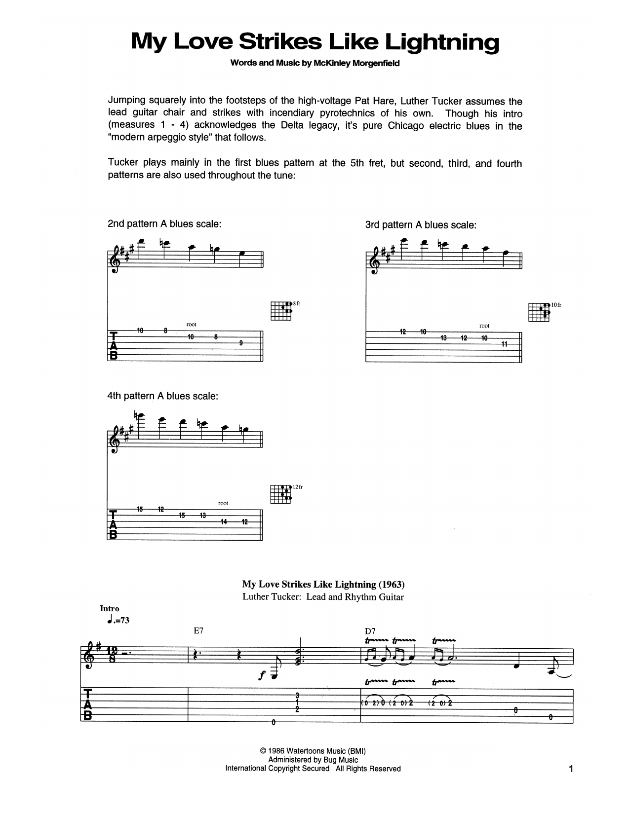 Muddy Waters My Love Strikes Like Lightning Sheet Music Notes & Chords for Guitar Tab - Download or Print PDF