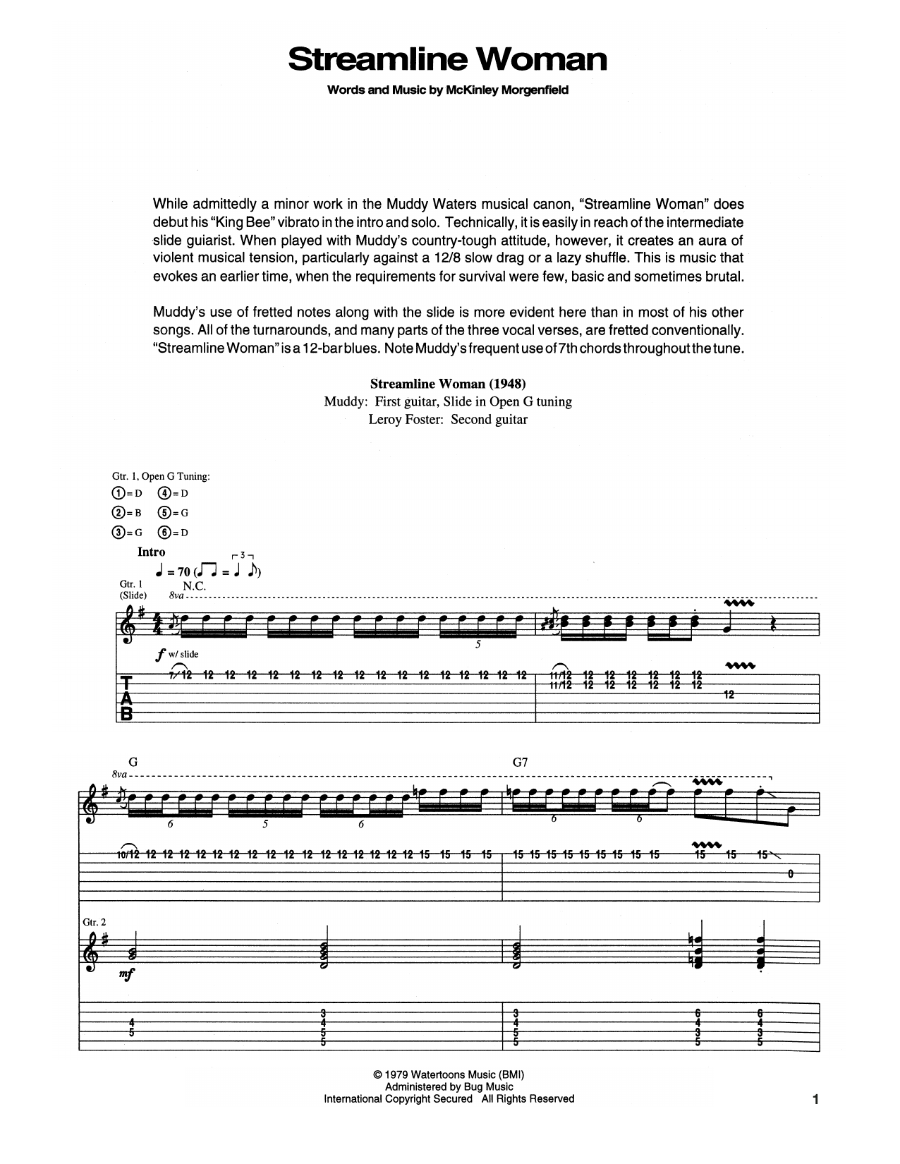 Muddy Waters Streamline Woman Sheet Music Notes & Chords for Guitar Tab - Download or Print PDF