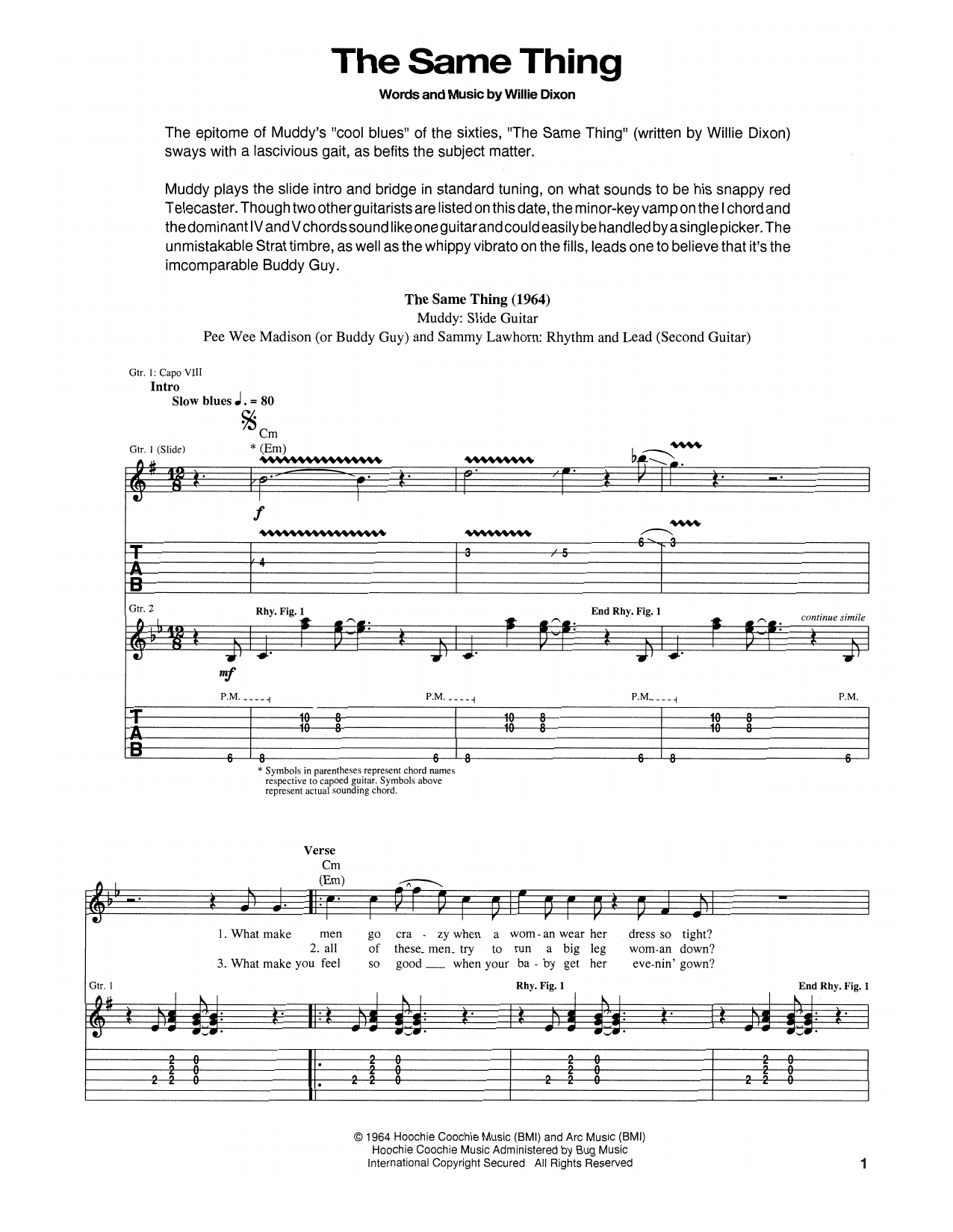 Muddy Waters The Same Thing Sheet Music Notes & Chords for Guitar Tab - Download or Print PDF