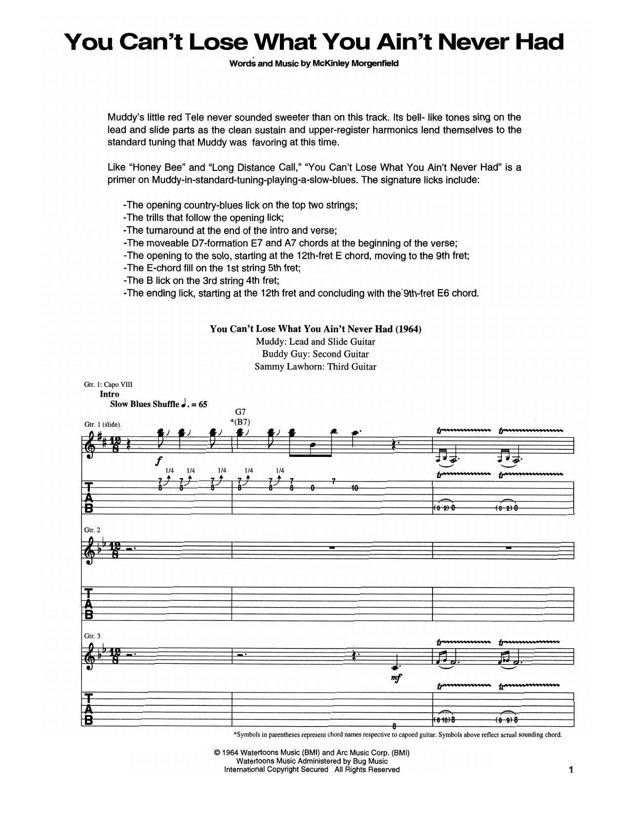 Muddy Waters You Can't Lose What You Ain't Never Had Sheet Music Notes & Chords for Beginner Piano - Download or Print PDF