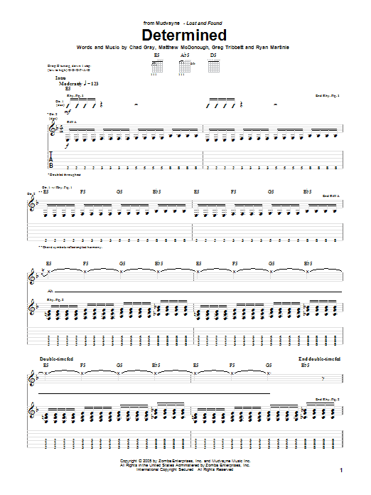 Mudvayne Determined Sheet Music Notes & Chords for Bass Guitar Tab - Download or Print PDF