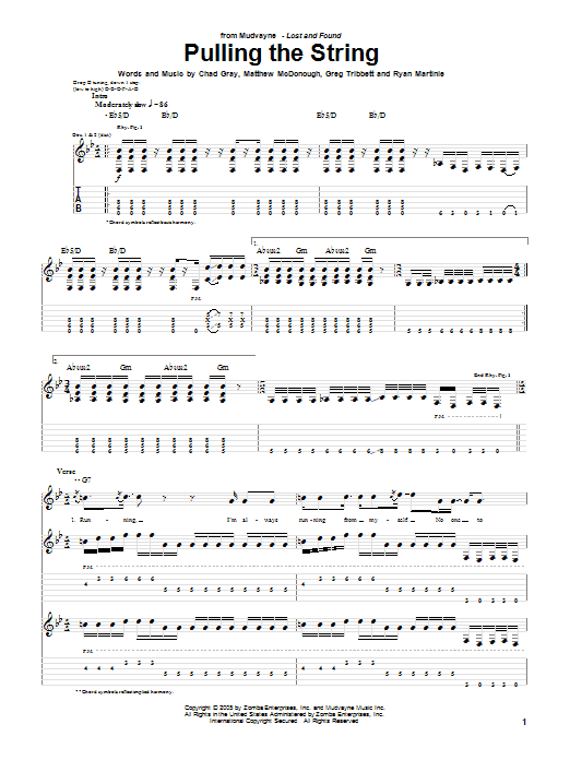 Mudvayne Pulling The String Sheet Music Notes & Chords for Bass Guitar Tab - Download or Print PDF