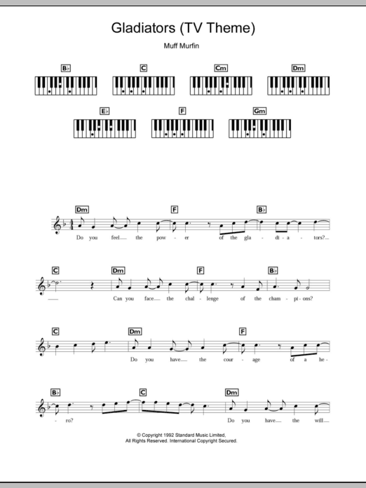 Muff Murfin Gladiators (TV Theme) Sheet Music Notes & Chords for Keyboard - Download or Print PDF