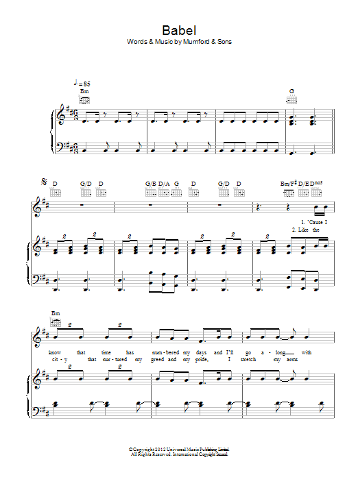Mumford & Sons Babel Sheet Music Notes & Chords for Guitar Tab - Download or Print PDF