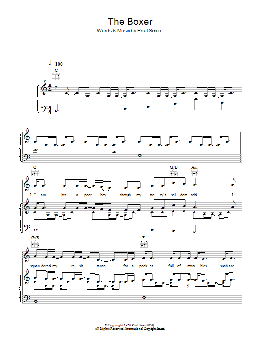 Mumford & Sons The Boxer Sheet Music Notes & Chords for Piano, Vocal & Guitar (Right-Hand Melody) - Download or Print PDF