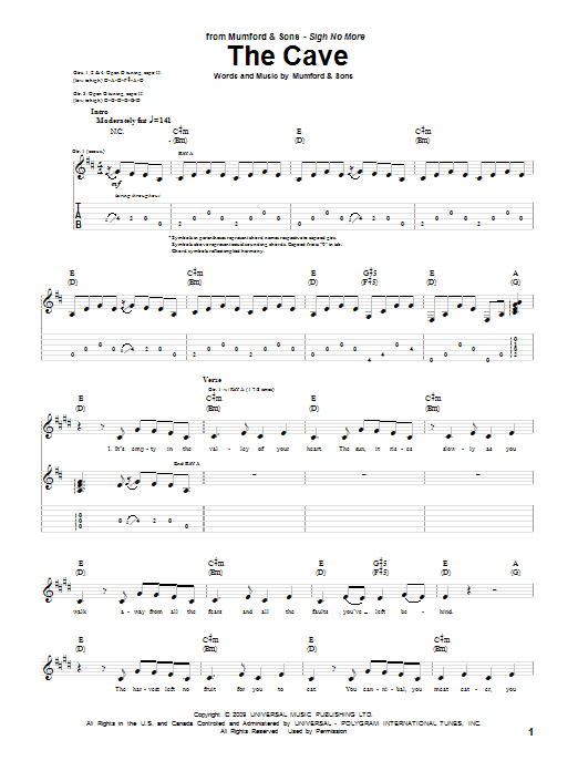 Mumford & Sons The Cave Sheet Music Notes & Chords for Banjo - Download or Print PDF
